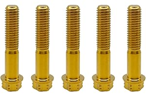 RISON-Titanium Viti in Titanio M8x1.25x50mm, 5 Pezzi Viti a Flangia Torx, Bulloni Flangiate Esagonali, Bulloneria Fissaggio con Rondella Viti a Macchina Filettate per Moto, Bicicletta, Auto