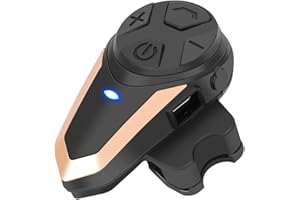 BETOWEY Interfono Moto, BT-S3 Auricolare Bluetooth Moto Impermeabile Interfono con Radio FM - Singolo, Oro
