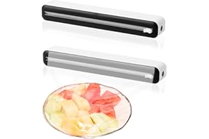XHNKEG 2 Stück Frischhaltefolien Spender, Wand-Folienschneider Saugnäpfe Folienspender Haushalt Folienabroller mit Bidirektionale Schiebe Cutter für Küche (Schwarz)