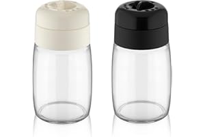 SECENART SECEN London - 2 Pieces Black Pepper and Salt Shaker, Salt and Pepper Shakers Set, BPA Free Plastic Cover, Ground Salt/Pepper, Stainless Steel, Clear for Kitchen, BBQ, Restaurant