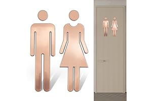 DREAMARK WC - Señal de matrícula de baño - 1 par de portamatrículas de inodoro - Pegatinas de señalización - Símbolo para hombre y mujer - Color bronce cepillado (20 cm)