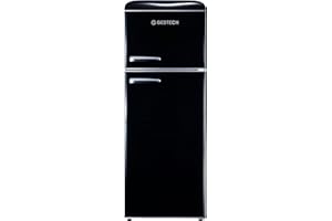 GEDTECH Refrigerateur double-porte vintage GDPV215BL - Congélateur haut - Noir - Capacité 215L - Faible conso