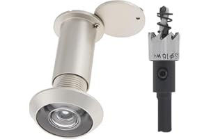 HOJLKLD Judas de Porte, Laiton Judas à 200 degrés avec foret de 16 mm, Diamètre de tuyau de 16 mm pour portes de 35 à 55 mm (nickel taché)