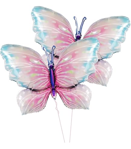 8pcs 40 Inch Gradient Butterfly Balloons - Large Mylar Foil Balloons For Birthday & Wedding Decor