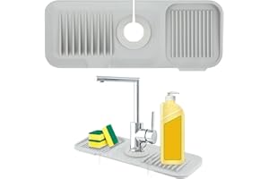 WY LIGHTING LEVEL Tapete De Silicona para Grifo Tapete Multiusos De 14.5 Pulgadas Protector Contra Salpicaduras Bandeja De Recogida De Goteo Protector De Fregadero Tapete Cocina Baño Y Encimera Almohadilla De Secado