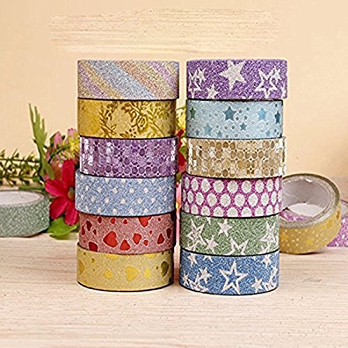 Cdet 10X Patr  n Washi papel adhesivo pegatina DIY Crafts brillo decorativo enmascaramiento Scrapbooking 1 5cm   3m   Estilo aleatorio