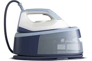 Philips Vaporizador Serie 3000, 2400 W, vapor continuo 120 g/min, golpe de vapor 350 g, rápido y potente, vapor vertical, 1.4 l de depósito, suela de cerámica, Deep Azur (PSG3000/20)
