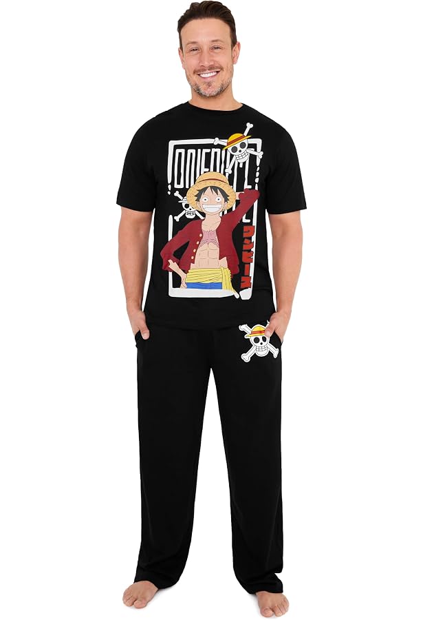 Pyjama One Piece Garçon - Ensemble 2 Pièces Manches Longues, Motif Luffy, Officiel, Pour Enfant Et Ado - 6