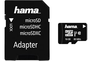 Hama microSD | microSDHC | microSDXC-kort 16 GB 80 MB/s överföringshastighetsklass 10 microSD minneskort i miniformat mini SD z. B. för Android , , , Nintendo UHS-I