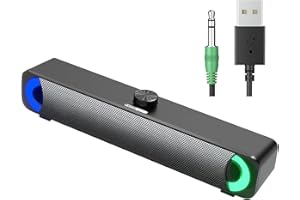 HPYLIF·H SoundBar, Altavoz de Computadora Con Cable USB, Multimedia Con Control de Volumen de Luz LED RGB, Barra de Sonido Para PC Windows, Escritorio, Ordenadores Portátiles