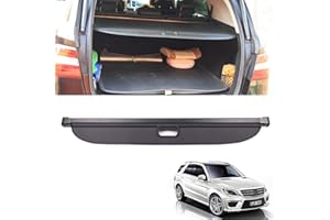 CMHZJ Coche Maletero Cubierta De Carga RetráCtil para Mercedes Benz ML W166 ML320 ML350 ML400 500 2013-2017, Negro Trasero Trunk Estante Paquetes Privacidad Cargo Protectora Cubierta, Accesorios Interiores