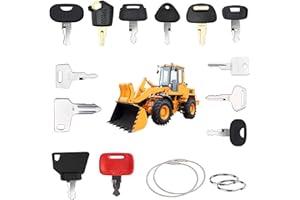 VULEVIRTUE 17 pcs Ersatz Zündschlüssel,Baumaschinen Schlüssel,Zündschlüssel Set,Masterschlüssel set für Maschinen,Baumaschinen Schlüssel Set for Excavator,Muldenkipper, Pflanzenbagger and Tractor