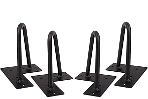 MSOBAIW Hairpin Legs 8 inch Set of 4, DIY Furniture Metal Table Legs Perfect for Cabinet, Wardrobe, TV Cabinets, Drawers, Nightstand, 3/8" Diameter Satin Black Two-Rod Mid Century Modern Style