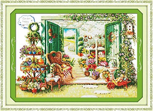 Unique Embroidery Cross-Stitch Picture BLUMENLADEN without DIY skills are with vorgezeichneter Pattern 80 x 59 CM printed cross stitch kit including embroidery needles