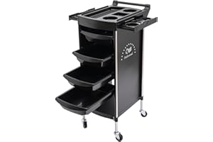 NADINEDUTOL Bedienungswagen Friseur, Friseurwagen mit 4 Schubladen und Rollen, Arbeitswagen Friseur Friseurrollwagen für Stylist Friseur Haarstyling SPA (Schwarz)