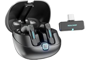 MIDDLE RABBIT Casque sans fil SW5 USB C pour téléphone,PC,ordinateur portable,bureau, Écouteurs IPX4 avec dongle 2,4 G, latence basse de 20ms, Écouteur avec microphone Bluetooth 5.4 pour travail, conférence