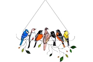WNV Birds Garden Ornaments for Stained Glass Window, Garden Gifts for Women & Bird Lover, Suncatcher for Garden Window Doors Outdoor Wall Fence Decor