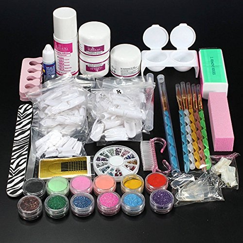 Acrilico Kit Nail DANCINGNAIL 21 en 1 Colores Del Arte Del Clavo Pro Polvo Líquido De Acrílico Cepillo Metálico Del...