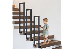 LIJYITF Main Courante pour Escalier U, Garde Corps Exterieur, Rampe Escalier Intérieur, Rampe Escalier en Forme de U, Noir Garde Corps en Métal pour Extérieur, Balcons, Couloirs. (Noir, L-100CM)