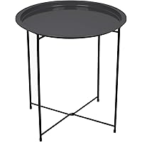 Bo-Camp Urban Outdoor Garten Beistelltisch Harlem mit Tablett Klapptisch Stahl Faltbar Rund 46x50 cm Schwarz