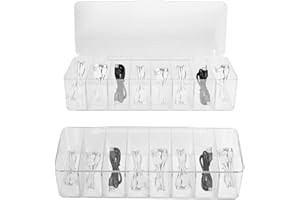 FORNORM Caja de almacenamiento de cables de 2 piezas, organizador de cables con tapa, organizador de carga con 8 compartimentos y 20 bridas, almacenamiento de cables transparente para almacenamiento