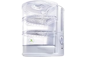 bianco di puro® Dampfgarer Rapido - 50% schneller als andere Systeme durch die STRIX-Dampftechnologie mit Edelstahlböden- BPA Free - 30 Minuten Timer mit Auto-Stopp - 9L variables Garvolumen