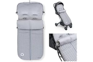 Danielstore- Saco Silla Paseo, Saco Invierno Silla Paseo, Desmontable con Cremallera, Impermeable Sacos de Abrigo para Carritos (Vichy gris)