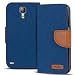 Produktbild Samsung Galaxy S4 Mini Hülle, Conie Mobile Textil Booksytle Handyhülle, Klapptasche, Kartenfächer, Silikon Schale, Wallet Schutzhülle in Blau