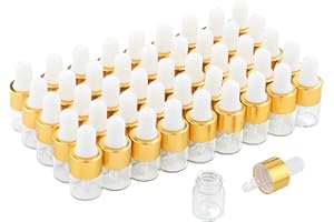 Parfumlism 1ml Pipettenflaschen, 50er Pack Mini Tropfflaschen mit Pipette, Probenbehälter für Aromatherapie, Kosmetik, Makeup und ätherische Öle