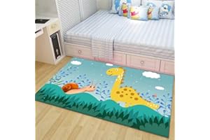 STICKER SUPERB. Alfombras Infantil Dinosaurio 3D Alfombra Salon Antideslizante Gris Azul Música Rock Tiranosaurio Alfombras Gaming Alfombra de Habitación Alfombra para Niños Lavable (Amarillo,120 x 160 cm)