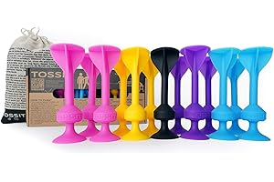 TOSSIT Juego Dardos de Silicona Ventosa - Juega con Familia y Amigos, Modos Petanca o Bocha y más! Ideal Interior Exterior, Diversión Portatil Todas Las Edades! Family Pack: 4 Colores + 1 Negro