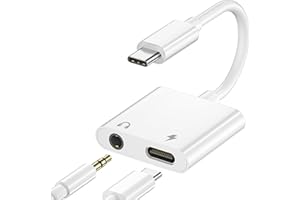 BAMKEY Adattatore USB C a Jack da 3,5 mm per Cuffie, 2 in 1 Adattatore Jack 3.5 Sdoppiatore Cavo Aux Type C Audio Convertitore per iPhone 17 16 15 Plus Pro Max, iPad Pro Air Mini, Samsung Galaxy S25 S24 S23