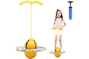 Hengrongshen Piłka pogo z uchwytami, kijek do skakania dla dzieci, drążek do skakania z pompką, piłka pogo do treningu równowagi, prezent dla dzieci od 6 lat