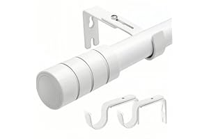 VENWEMONG Barra Cortinas Barra de Cortina Extensible Barra Cortina Blanca Barras Cortinas con Terminales con Soportes para Salón Dormitorio(Blanco, 90-175cm)