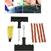 Jouis Lastik Tamir Kiti Profesyonel Oto Lastik Tamir Kiti - 5 Adet Fitilli ve Sol&uuml;syonlu Tubeless Patlak Lastik Yama Seti (Ar