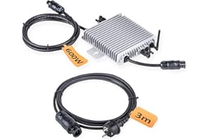 SOLARSYS Deye 600 Watt Monophase Micro Inverter SUN600G3-EU-230, 3 Meters AC Power Cord Cable with Connector Betteri BC01 Famale and Schuko UK Plug