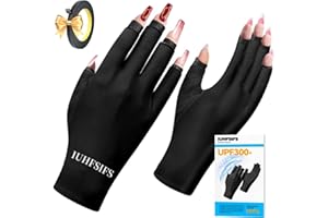 IUHFSIFS Upgrade UV Gloves for Gel Nails【NO.1 UPF300+ Anti UV - SGS Certified】 UV Protection Gloves【24H Lasting Coolness】 High Tech Anti UVA&UVB 999+ UV Nail Gloves for Nail Lamp Skin Care (Black)…