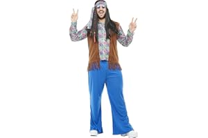Funidelia | Disfraz de hippie para hombre Años 60, Hippie, Flower power, Décadas - Disfraz para adultos y divertidos accesorios para Fiestas, Carnaval y Halloween
