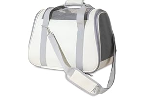 Galatée Haustier-Tragetasche, Tragbare Katzentragetasche, Abnehmbare Matte Und Atmungsaktives Netz, Faltbare Haustiertasche Airline-Geprüft, Reisetransporttaschen Für Kätzchen Und Welpen(Weiss)