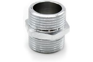 DOJA Barcelona | podwójna złączka chromowana | złączka z gwintem zewnętrznym 3/8" | zestaw 4 | rura śrubowa | łącznik do wody, gazu, paliwa | adapter do węża prysznicowego, kran redukcyjny