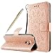 Produktbild Fraelc® LG G6 Hülle Premium Kunstleder Tasche im Bookstyle Klapphülle mit Weiche Silikon Handyhalter Lederhülle für LG G6 Indische Sonne Design Brieftasche - Rose Gold