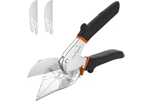 FLORA GUARD Tijeras de inglete ajustables de 45 a 135 grados, herramientas manuales para cortar madera blanda, plástico, PVC y más, incluidas 2 cuchillas de repuesto (JDJ)