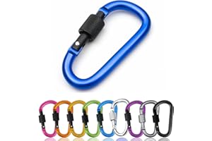 EHIOG Aluminum Alloy D-Ring,Heavy Duty Caribina Clip D Shape Keychain Hook Locking Carabiner Swivel Spring Clip,for Camping Hiking Fishing Outdoor, Fishing, Traveling