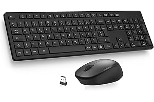 LeadsaiL K786 Tastatur Maus Set Kabellose, Tastatur und Maus, QWERTZ Deutsches Layout Funktastatur mit Maus, Flüsterleiser Tastenanschlag, 2.4 GHz mit 2-in-1 USB Nano Empfänger für PC/Laptop