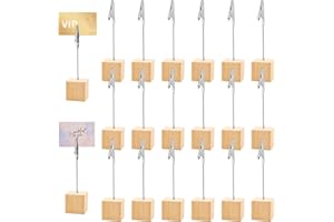 ZYLUNIY Fotohalter mit Klammern, 20 Stück Holz Memo Clip Halter, Postkartenhalter, Tischkartenhalter für Bilder, Karten und Hinweise, für Heimdekoration, Büro, Party