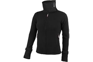 ALPIDEX Damska kurtka polarowa z wysoką stójką z otworami na kciuki bluza polarowa czarna ciepła miękka