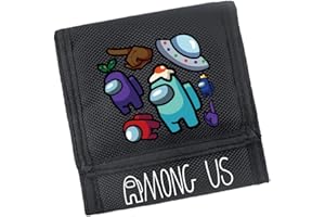 POONGNEE Game Round Slim Canvas Wallets Under Front Pocket Tri-Fold with Card Slots Holder and ID Window for Teen Boys Girls Kids Purse Gift (Style 1)