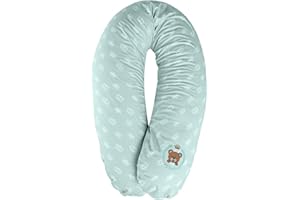 Oreiller qualité bébé, coussin d'allaitemen de Sei Design 190 x 30cm, remplissage constitué de boules de fibres - très doux et confortable. Avec zip et broderie de haute qualité.