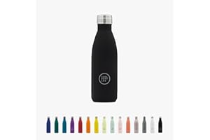 Cool Bottles - Botella de Agua de Acero Inoxidable - 350 ml - Mono Black - 23,5 x 7 cm - Botella Térmica Hermética - Bebidas Frías 36 Horas y Calientes 18 Horas - Triple-Cool Technology - Libre de BPA