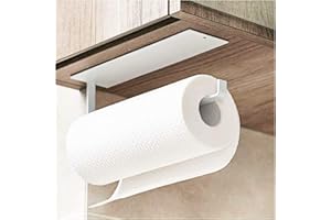 KAXIMON Kitchen Paper Towel Holder Under Cabinet - Toilet Roll Holder Wall Mounted Self Adhesive - Hanger Towel Rack for Bathroom, Refrigerator, Sink